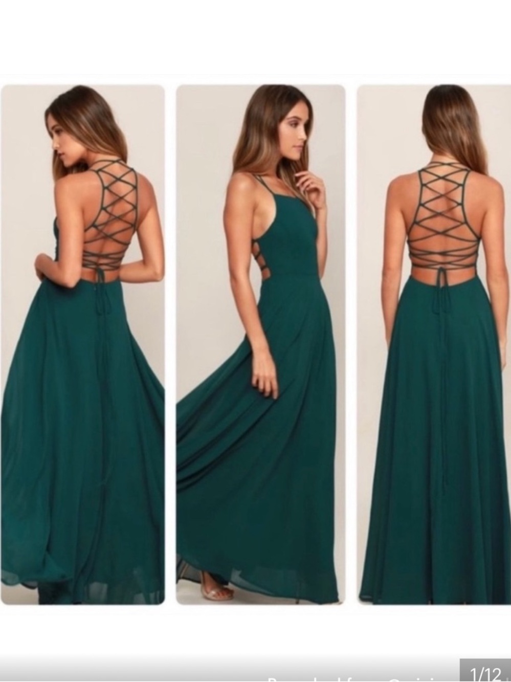 Lulus Strappy Back Forest Green Maxi Dress